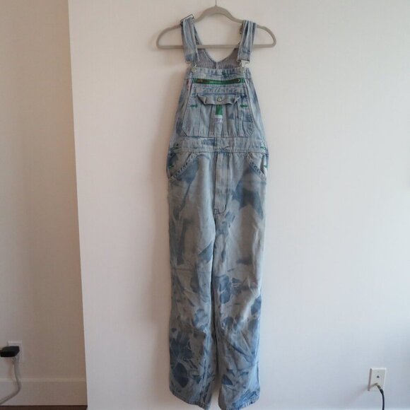 VINTAGE LIBERTY Cargo Carpenter Denim Overalls Acid Wash Hand Embroidered Work - Picture 2 of 16